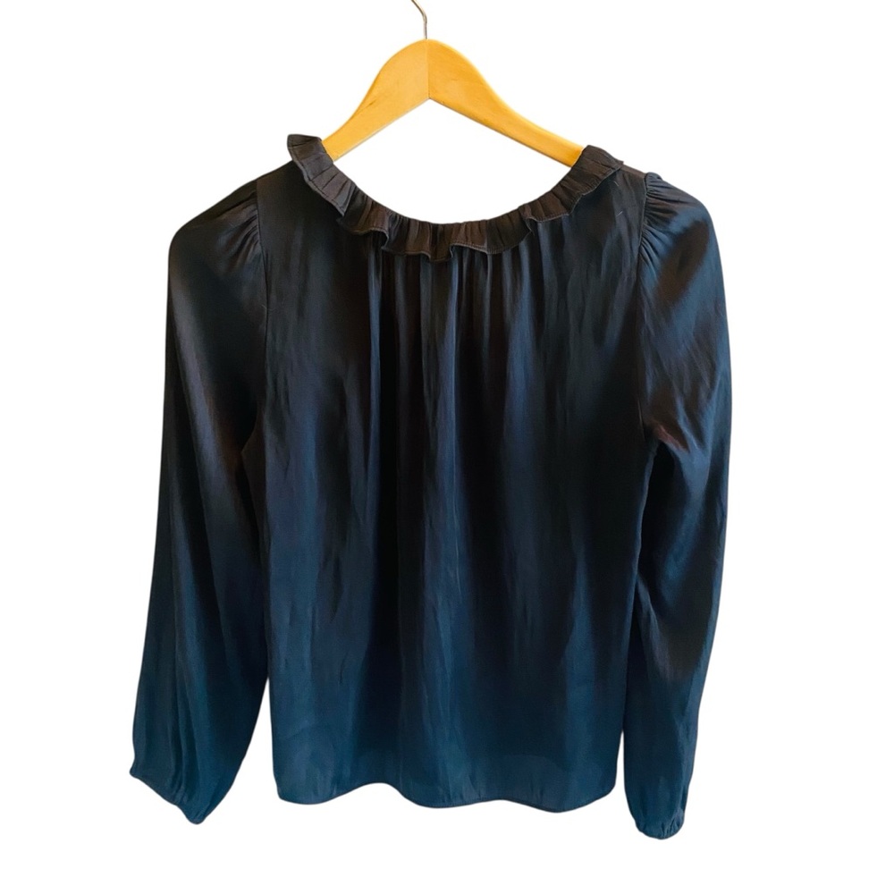 J. Crew Ruffle Neck Top Black Style BT843 - Picture 3 of 7